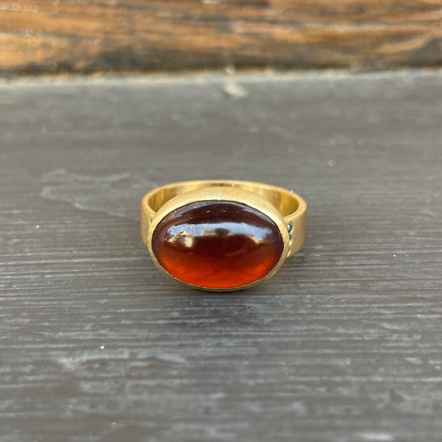 Hessonite + teal diamond ring - musa de oro