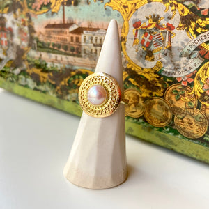 anillo perla - oro